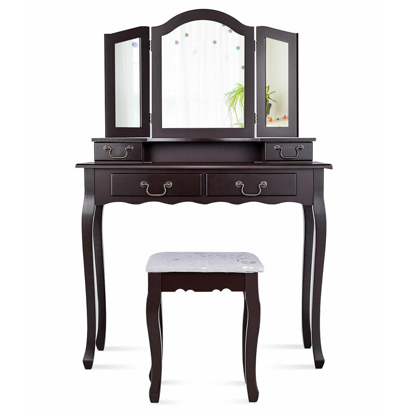 Ensemble de meuble-lavabo avec tabouret Garver, Café