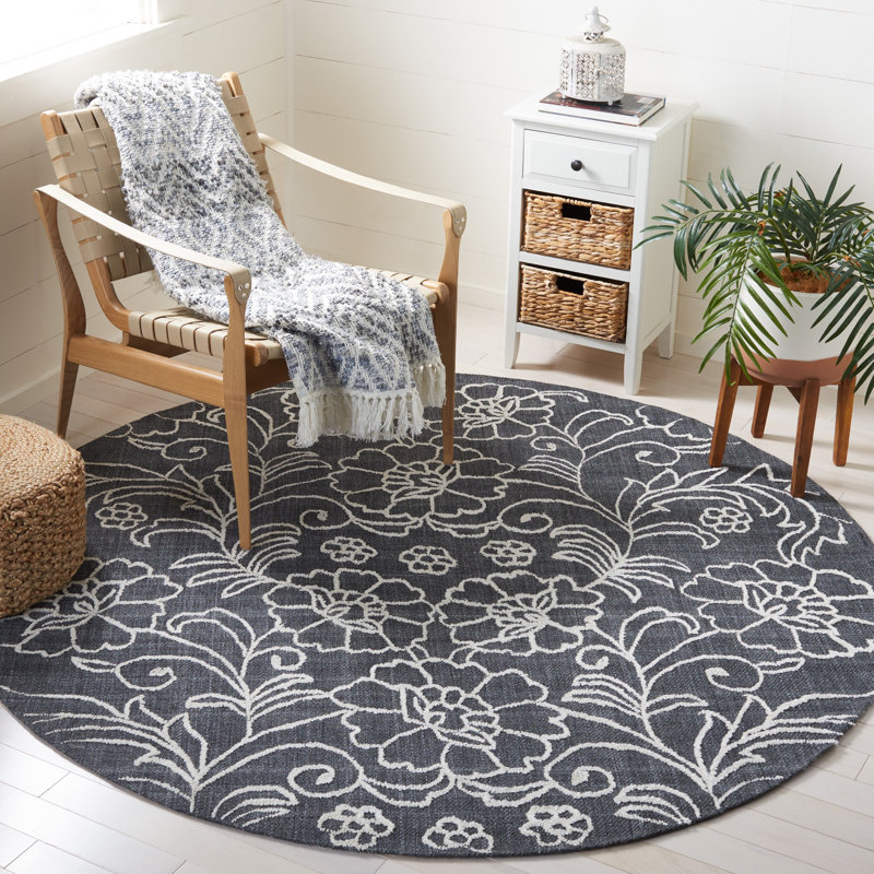 Marbella Hand Tufted Performance Floral Rug, Round 6'