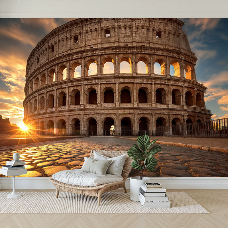 Papier peint adhésif auto-adhésif historique Golden Sunset Sunset Pavement, 100.08" L x 144" W