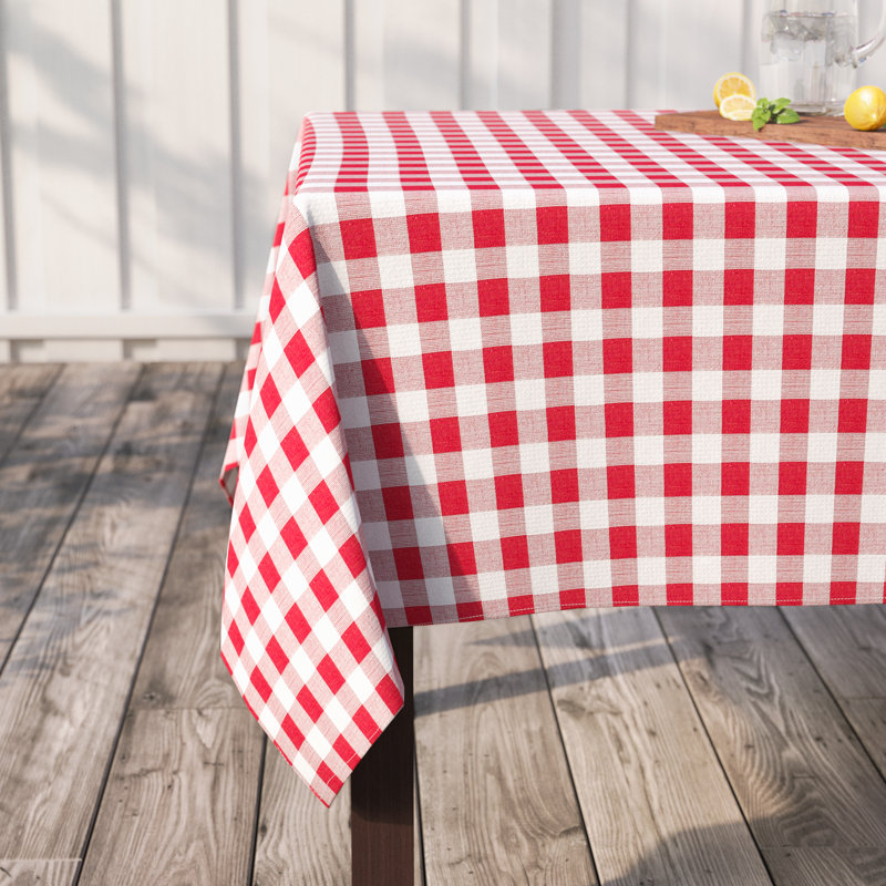 Andreas Gingham 100% Cotton Square/Oval Tablecloth, 60" W x 104" L, Red