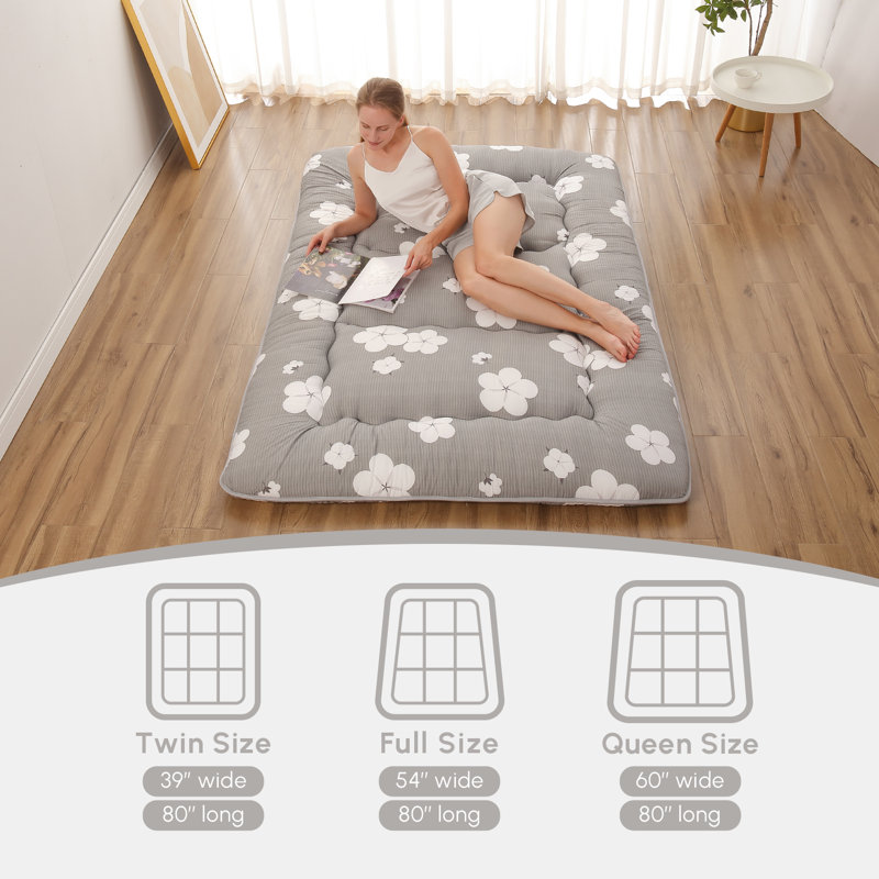Streicher Japanese Floor Mattress, Futon Mattress with Washable Cover Japanese Futon Suitable for Camping, Guest, Queen
