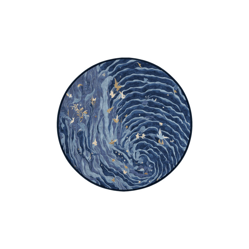 Silky Soft Plush Blue Area Rug, Round 5'