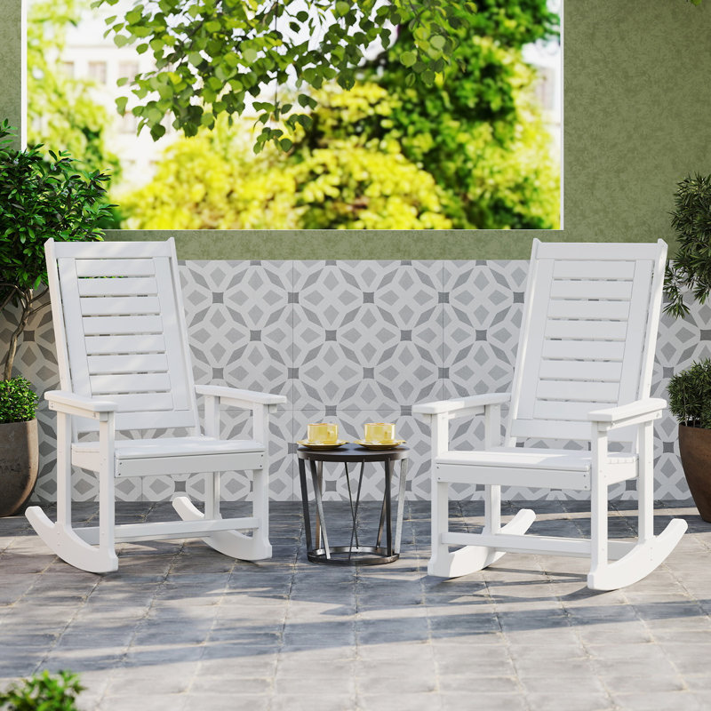 Hdpe Outdoor Rocking Chair (Set Of 2), White