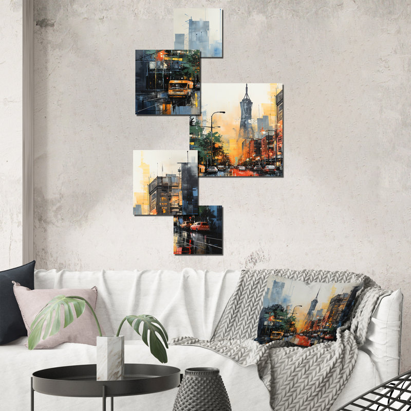 «Houston City Sunset Dream II», ensemble d'art mural carré de Houston