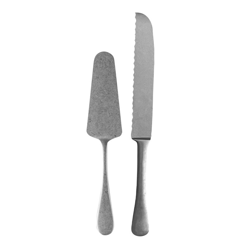 Brescia 2 Piece Stainless Steel Cake Serving Set, Silver