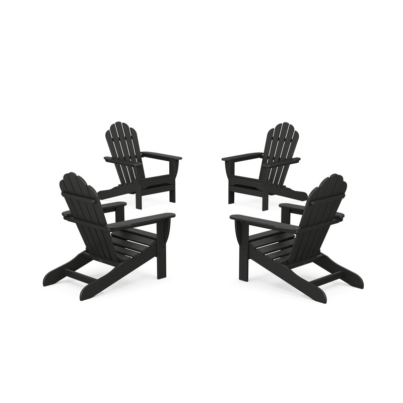4-Piece Monterey Bay Adirondack Chair Conversation Set, Charcoal Black