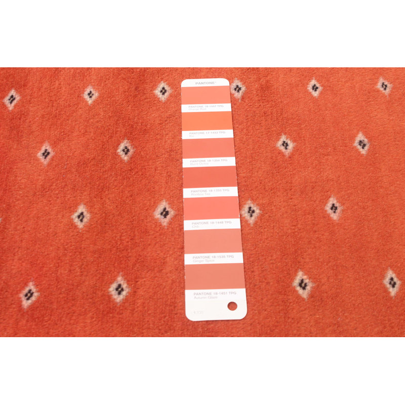 Tapis orange en laine noué à la main de conception unique 6 pi 8 po x 8 pi 1 po nouvel âge Moorehouse