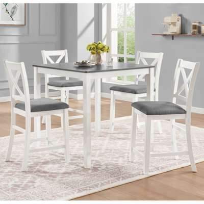 Crestview 5-Piece Counter Height Dining Table Set with Square Table and 4 X-Back Chairs