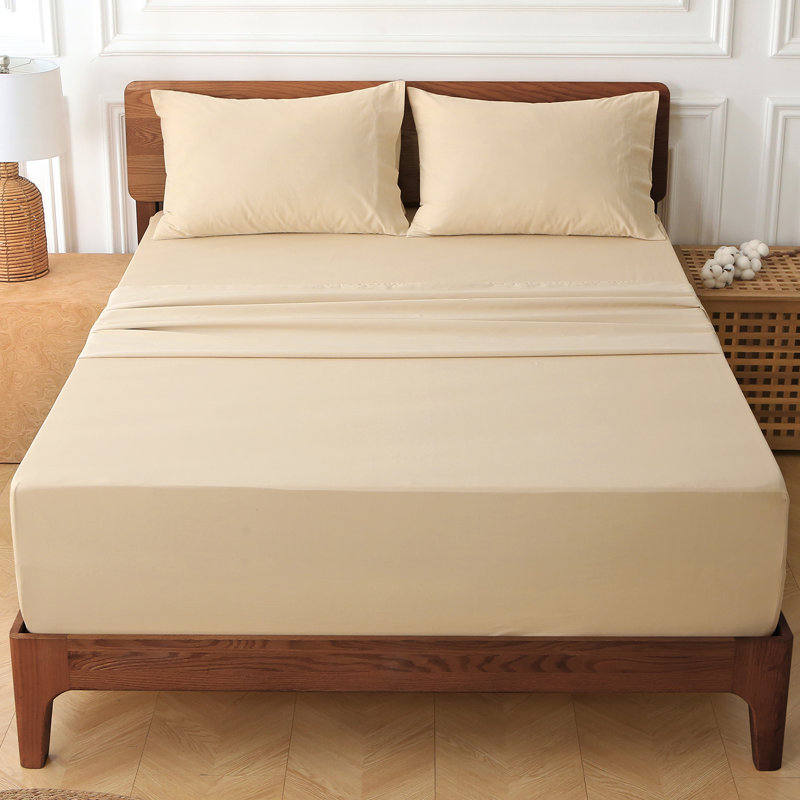 Ensemble de draps 100% coton à densité de tissage 400 fils, convient aux matelas de 18 à 24 po, Beige