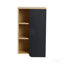 Armoire murale de salle de bain 16 po, chêne clair, porte simple avec tablettes ouvertes à 3 niveaux, armoire Kd, panneaux de porte bicolores (blanc et noir), fabrication en contreplaqué