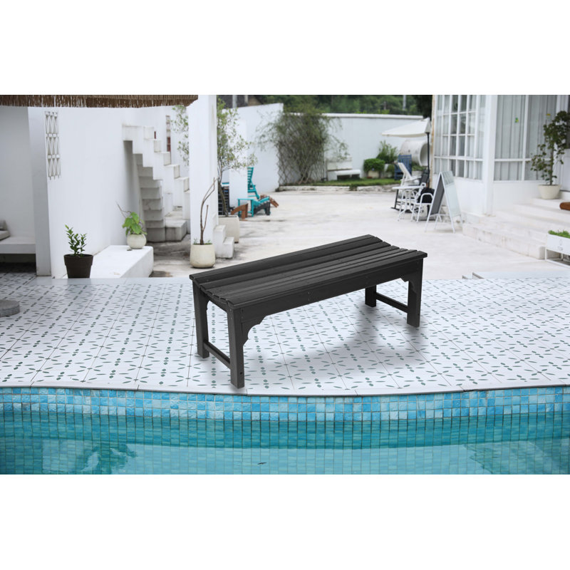 Banc Adirondack en PEHD sans dossier avec texture bois, Noir