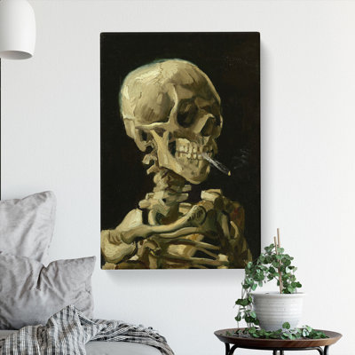 Cigarette with Skull by Vincent Van Gogh - Wrapped Canvas