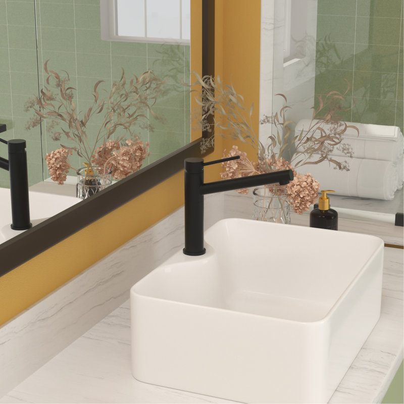 Lavabo vasque rectangulaire blanc en céramique 16 po x 12 po - Accessoire de salle de bain moderne, surface rectangulaire résistante aux acides, blanc