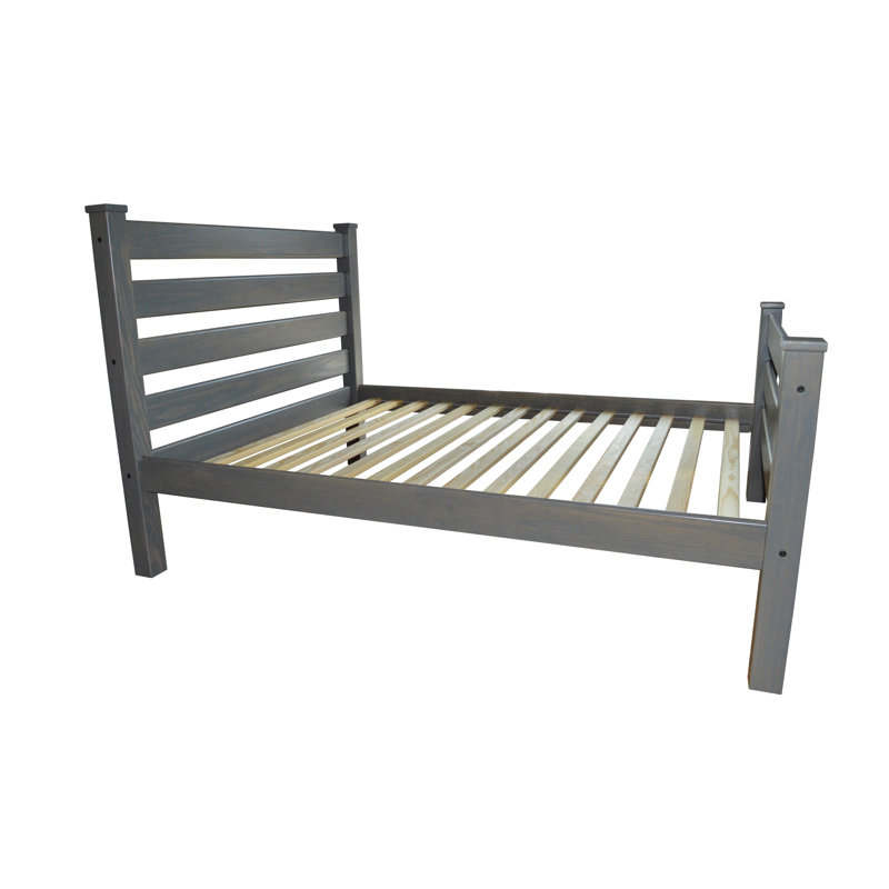 Gray Solid Wood Twin Bed Frame