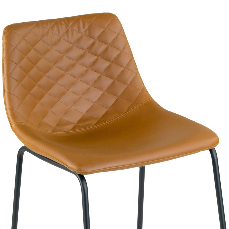 Ensemble de 2 tabourets de comptoir en similicuir avec cadre en fer brun, Cappuccino