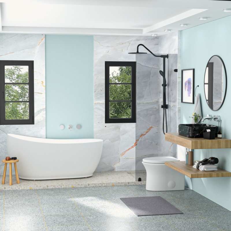 Lavabo de salle de bain rectangulaire en céramique 19 po x 15 po à motif de marbre noir et gris