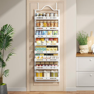 8 Tier Over The Door Pantry Organizer, Large 2 IN 1 Wall Mount Or Hanging Spice Rack, Pantry Door Organizer And Storage With Adjustable Basket, Door Spice Rack For Pantry