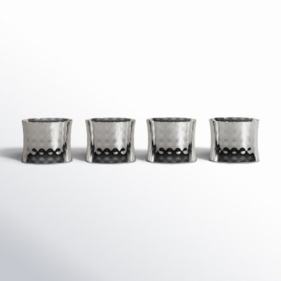 George Hammered Concave Napkin Ring Set
