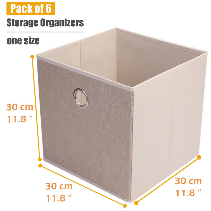 Brayden Studio Fabric Decorative Bin, Cream