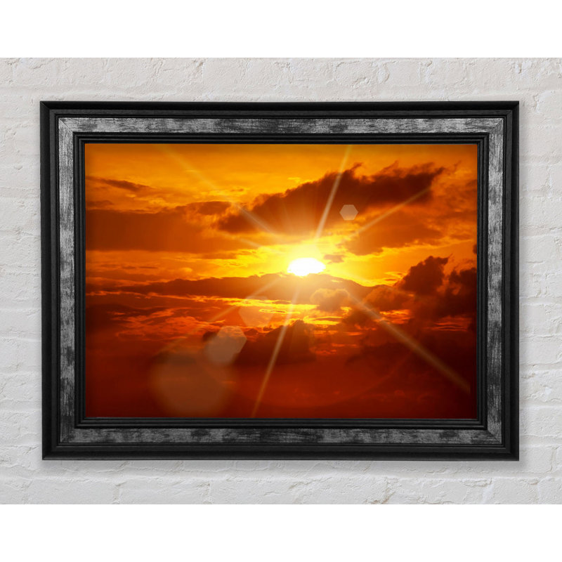 Sun Blaze Clouds - Single Picture Frame Print, 42cm H x 59.7cm W x 3.4cm D, Black Framed Paper