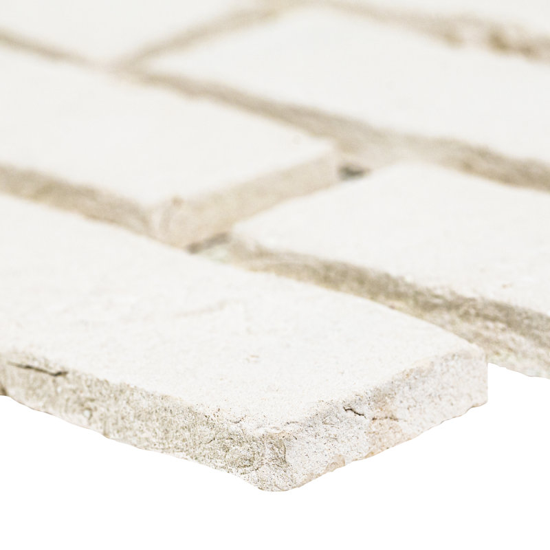 Terabrik 11 in. x 28 in. Matte Textured Clay Brick Mosaic Floor and Wall Tile, Cathedral Dust