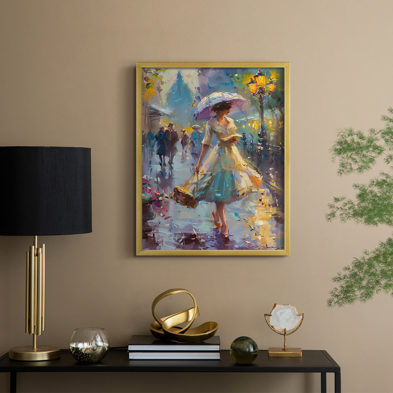 «WOMEN Series DCCCxxxi III», reproduction encadrée de qualité supérieure - prête à être accrochée - aucun clou requis, Doré
