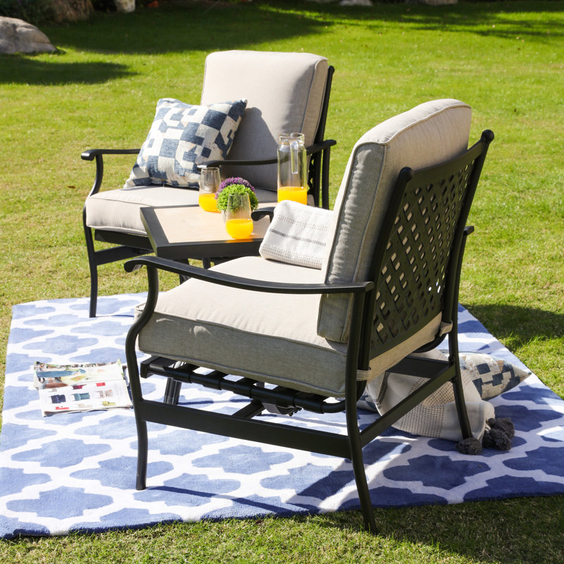 Straley 2 - Person Patio Conversation Set with Cushions, Beige