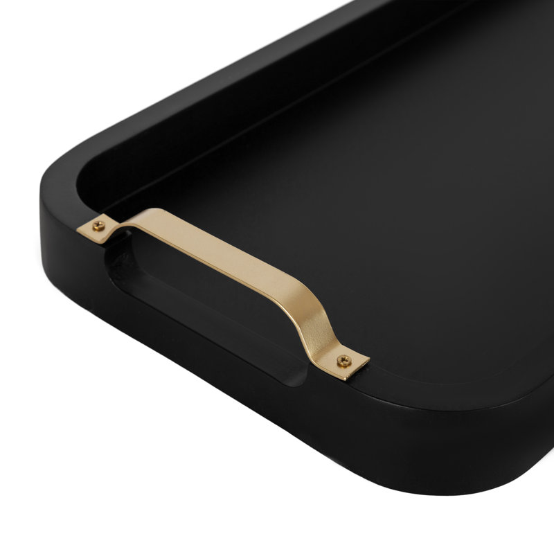 Wooden Rectangle Tray with Metal Handles