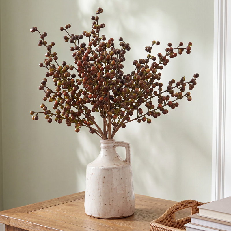 16" Artificial Fall Sprays Berry Branches For Vase Filler, Farmhouse Long Stem Faux Flower For Holidays, Wedding Party Table Decoration, Fall Winter Home Decor, Set Of 5