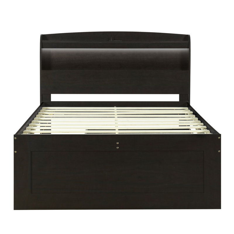 Lit plateforme avec rangement Ashantis, Double, Marron foncé