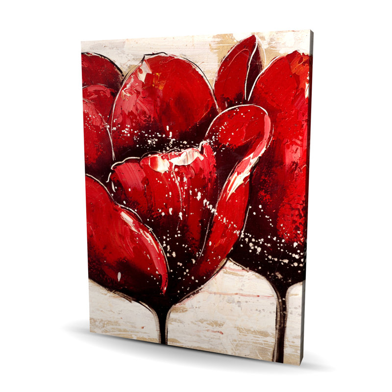 Gros plan sur les tulipes rouges - Art floral sur toile pour la décoration intérieure