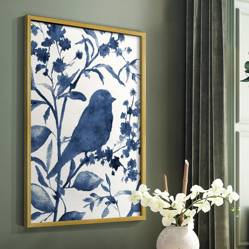 Bluebird Silhouette I, reproduction encadrée - bois massif, Or, H 28 po x l 22 po