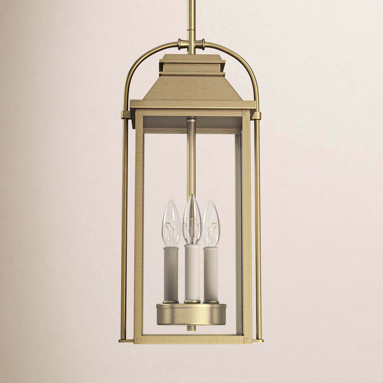 Newson Outdoor Hanging Lantern, Painted Distressed Brass