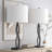 26" Modern Black Metal Table Lamp with  3 Way Dimmable Light and Linen Drum Shade-1928456845