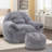 Compression 42.5" WVelvet Adult Bean Bag Chair Storage Armrest With Ottoman-56864402-40745067