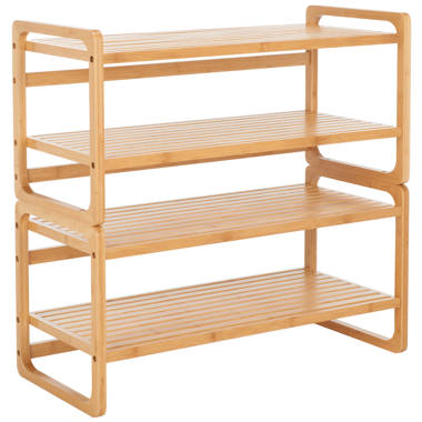 Birdrock Home Free Standing Bamboo Shoe Rack - 4 Tier - Wood - Closets