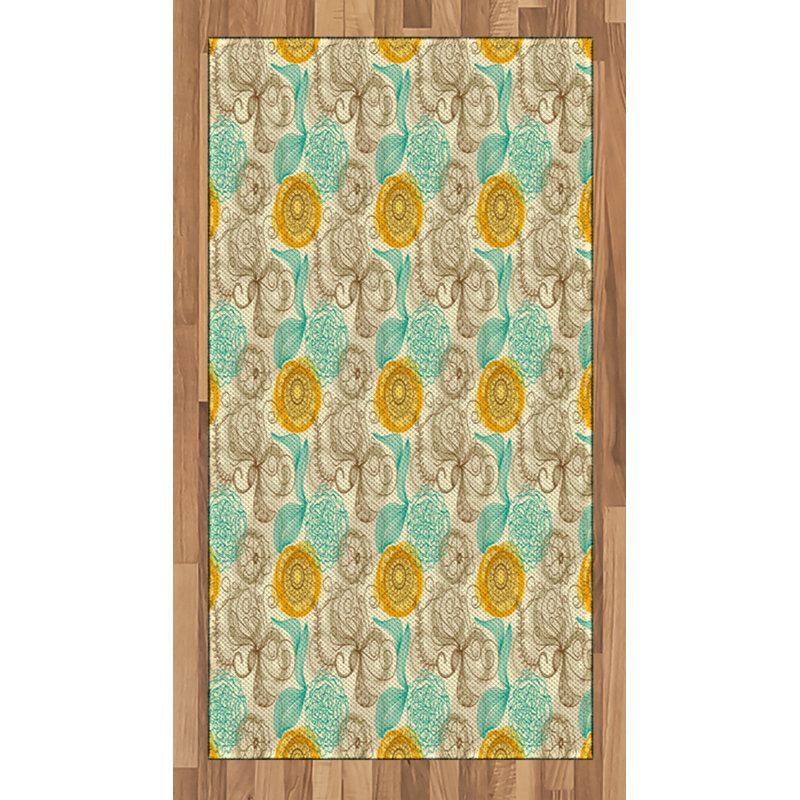 Floral High Density Long Fiber Poly Threads Decorative Area Rug Carpet, Rectangle 2'7" x 5'