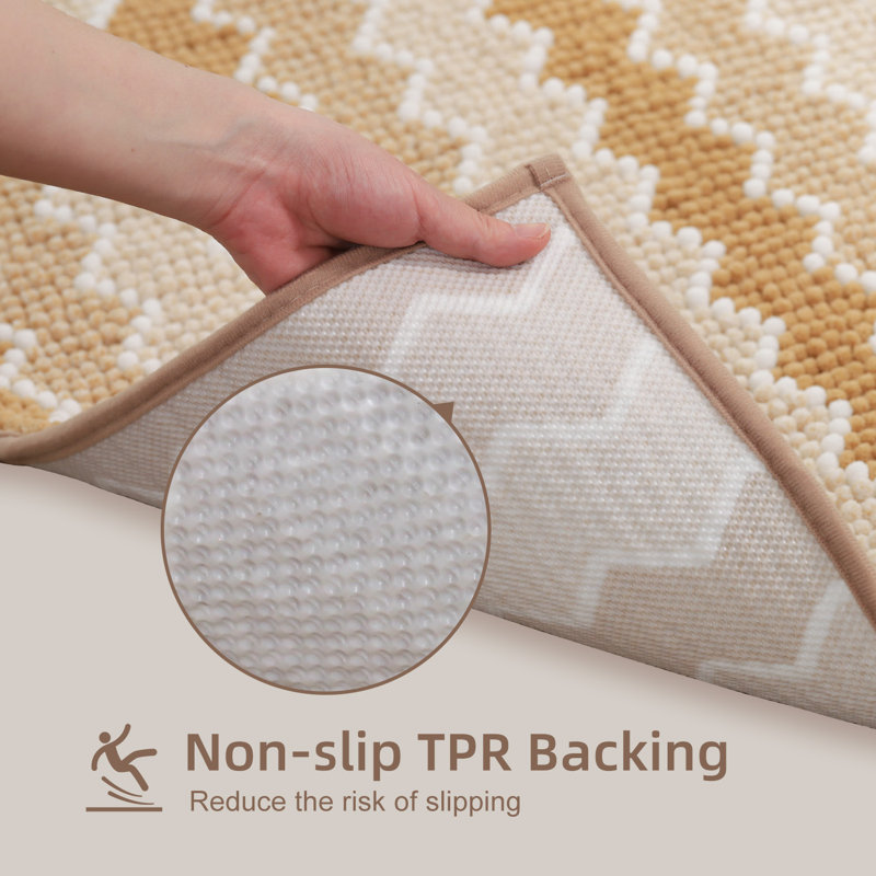 Tapis moelleux antidérapant en chenille de salle de bain Hayzley, L 26 po x L 44 po, Jaune