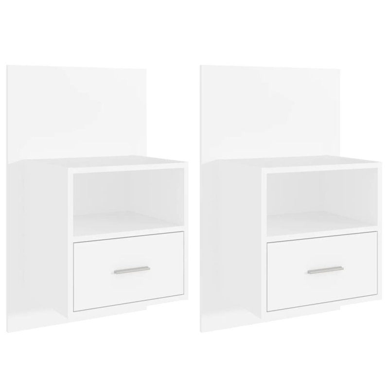 Jaicee Wall-mounted Bedside Cabinet, White, Set of 2
