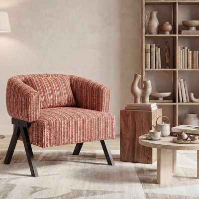 Chaise avec accoudoirs en tissu d'ameublement Mid-Century