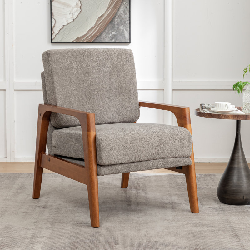 Fauteuil rembourré de 25 po de large en polyester Mahinur, Polyester gris