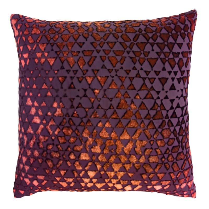 Triangles Square Velvet Pillow Cover & Insert, 22" x 22", Wildberry
