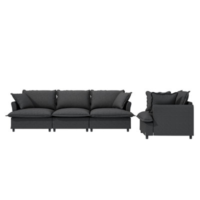 Revêtement en chenille, 3 places et fauteuil, 2 pièces, coussins décoratifs, conception modulaire pour chambre à coucher, appartement, bureau, tissu doux dans n'importe quelle taille de pièce, confortable