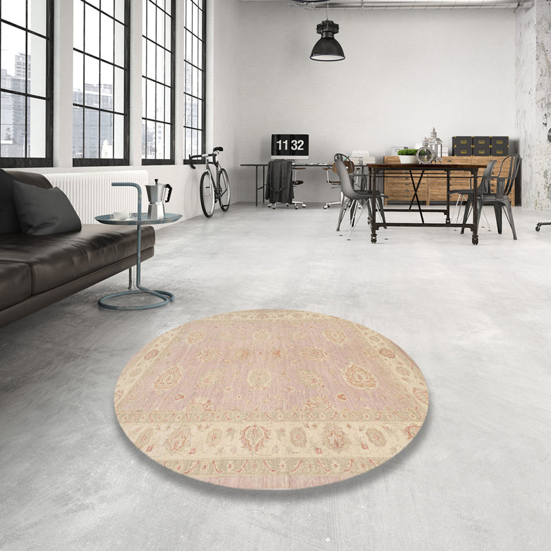 Tapis traditionnel violet / beige Guarascio, Rond 3 pi