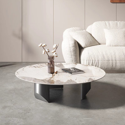 Ensemble de tables basses rondes en marbre blanc
