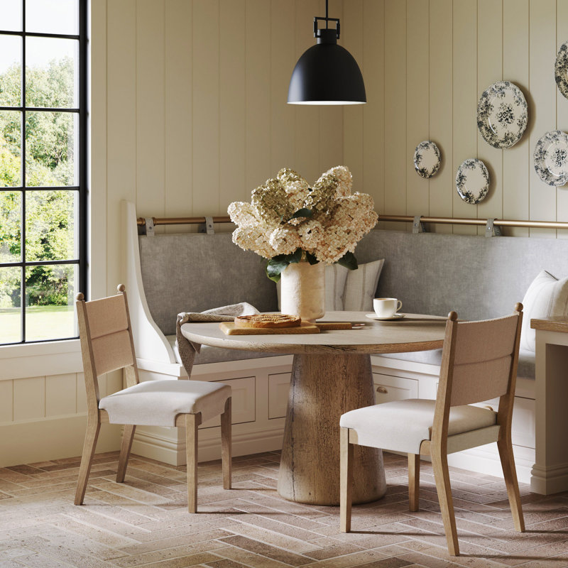 Ensemble de 2 chaises de salle à manger en bois massif avec dossier en ruppie maritime Cove, 2, Marron clair