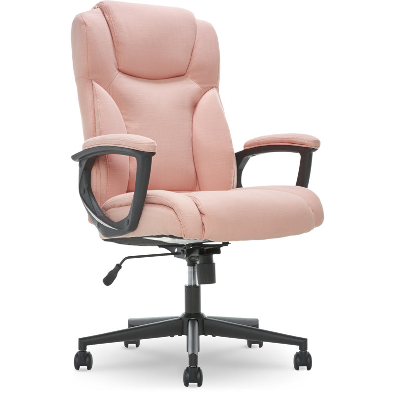Harvard Pink High-Back Swivel Executive Office Chair with Fabric Upholstery