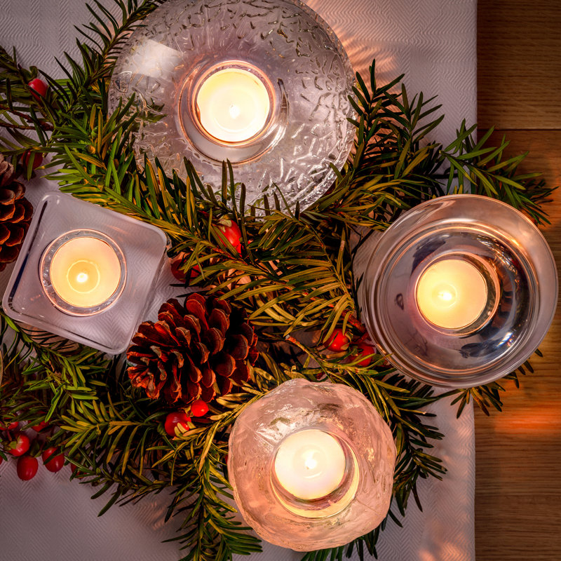 Clear Glass Winter Snowball Tabletop Votive Holder
