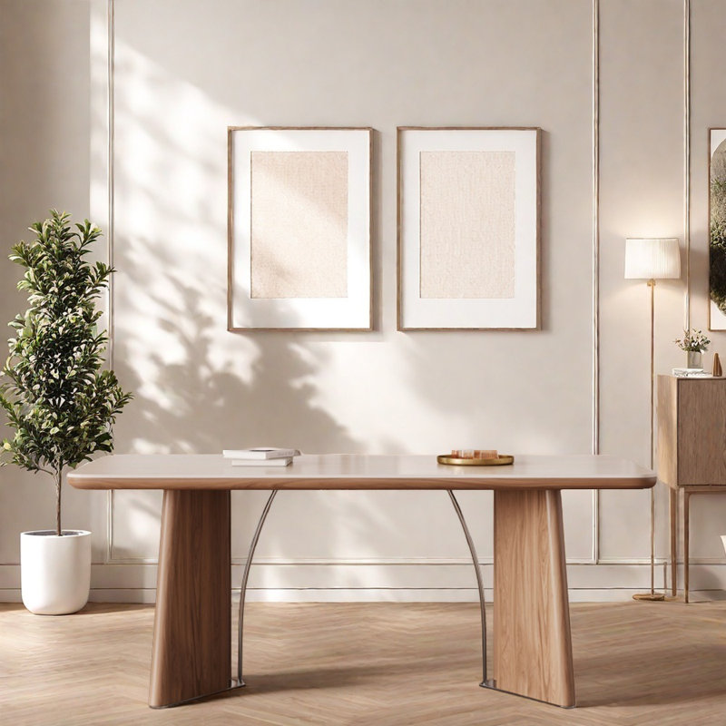 Table de salle à manger moderne en bois massif rectangulaire, H 29,52 po x L 55,11 po x l 29,52 po