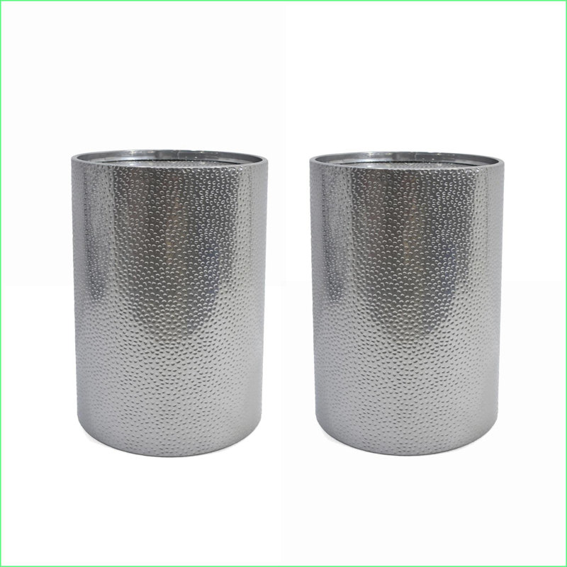 Ensemble de 2 tables basses Modern en métal martelé - structure en fer, aucun assemblage requis, Argent argent
